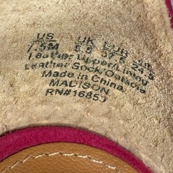 J, McLaughlin Bright Pink Suede Block Heel Sandal - size 7.5M - Picture 5 of 8